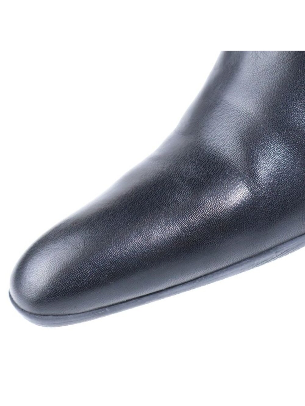 Prada Leather Logo Side Zip Heels Long Boots Shoes Black - Picture 5 of 7